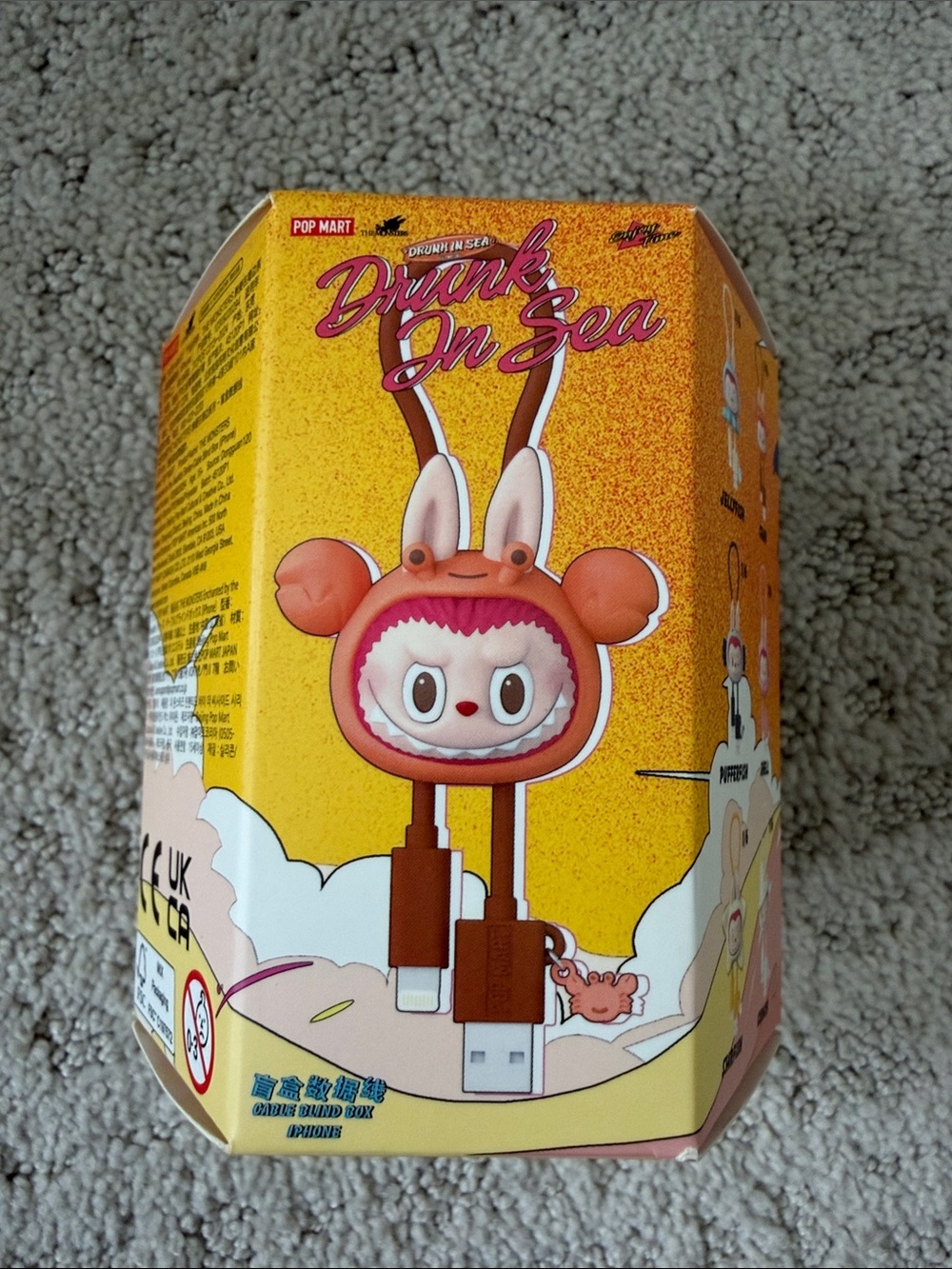Pop Mart Drunk In Sea Bunny USB Charger Cable - Pink/Brown